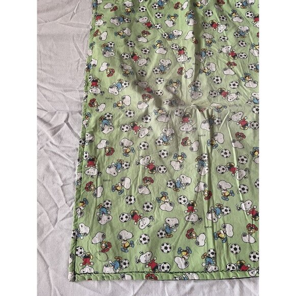 Snoopy Sports-Themed Baby Blanket - Green & Black Reversible - Cartoon Soccer Pr - Picture 6 of 12
